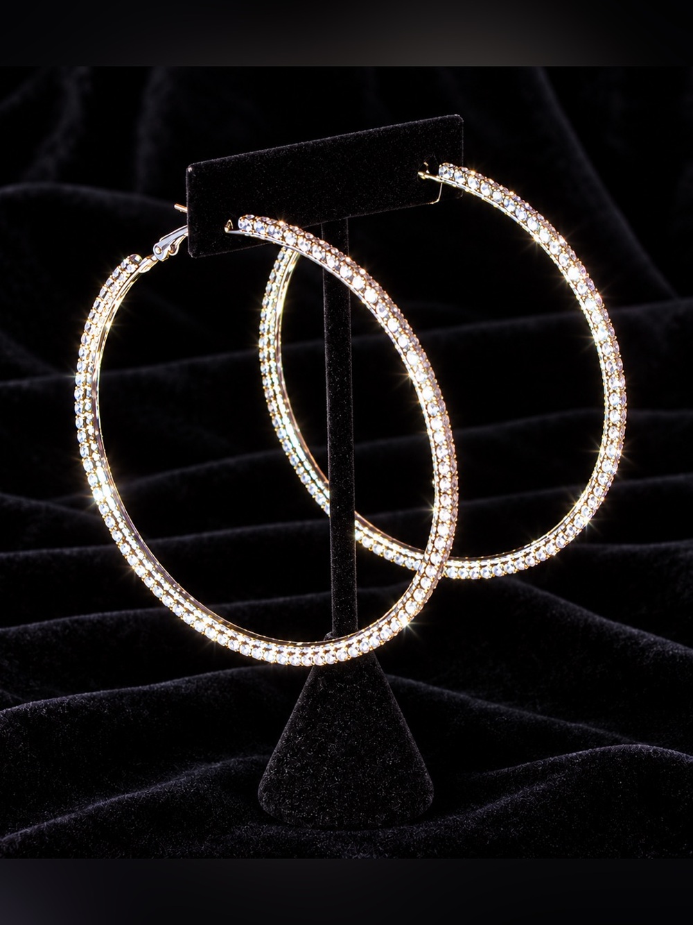 Big Silver Crystal Hoop Earrings